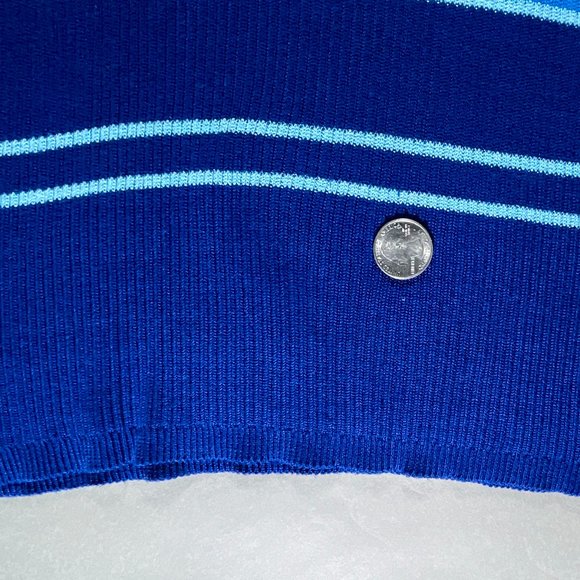 Norton McNaughton Petites Stretch Ribbed Blue Stripes Short Sleeves Size‎ P - Picture 9 of 11